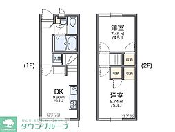 レオパレス壽リーベ 2DKの間取図画像