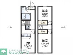 レオパレスモンテヒルズ 2DKの間取図画像