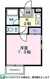 シティハイツハイビスカスA 1Kの間取図画像