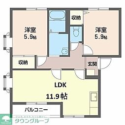 オークスB 2LDKの間取図画像
