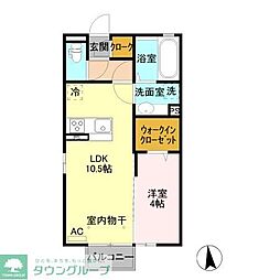 クレール・シエル 1LDKの間取図画像