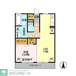 コージーネストB 1LDKの間取図画像