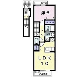 アルモニーメゾンＡ 2階1LDKの間取り