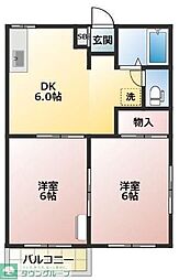 エスポワール足門 2DKの間取図画像