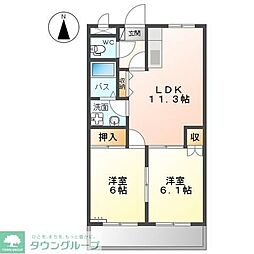 フォレスト粕川A 2LDKの間取図画像