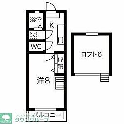 エール2 1Kの間取図画像