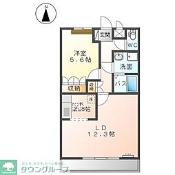 スカイヒルズC 1LDKの間取図画像