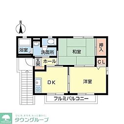 グリーンハイツB 2DKの間取図画像