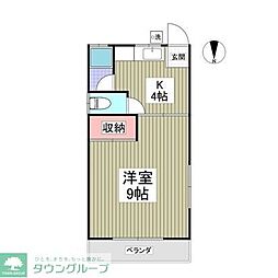 ハーフムーン 1Kの間取図画像