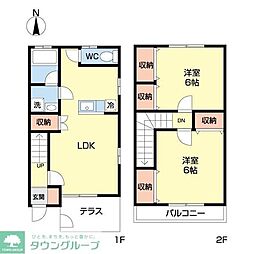 グランディールA 2LDKの間取図画像