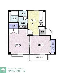 ファミールメゾンP5 2DKの間取図画像