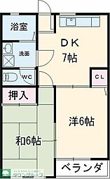エール1 2DKの間取図画像