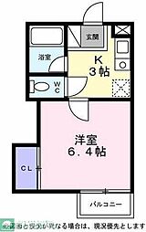 シティーハイツミモザ 1Kの間取図画像