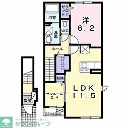 ニュー平和荘B 1LDKの間取図画像