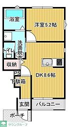 モノリシック 1DKの間取図画像