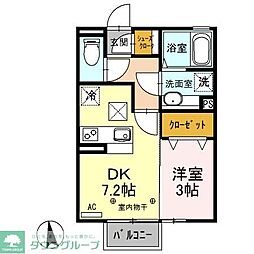 コ・クリエB 1DKの間取図画像