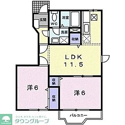 エミール1 2LDKの間取図画像