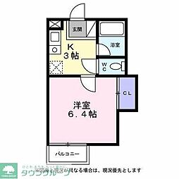 シティハイツハイビスカスA 1Kの間取図画像