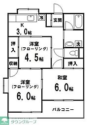 塚越ハイツ 3Kの間取図画像
