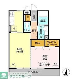 カラーズガーデン 1LDKの間取図画像