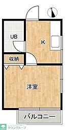 シライハイツ 1Kの間取図画像
