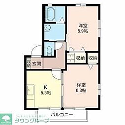 ソシアB 2Kの間取図画像