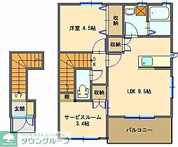 パルティールB 1SLDKの間取図画像