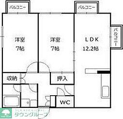 ラフィーネササザワビル 2LDKの間取図画像