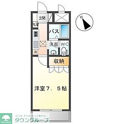 サンクリスタル 1Kの間取図画像