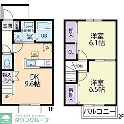 マルベリー塚原 2DKの間取図画像