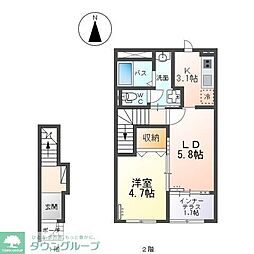 エメラルドI 1LDKの間取図画像