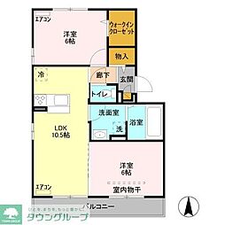 エスポワール明神 2LDKの間取図画像