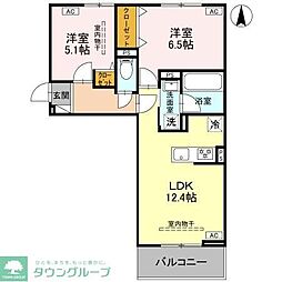 (仮称)前橋市天川原町一丁目PJ B 2LDKの間取図画像
