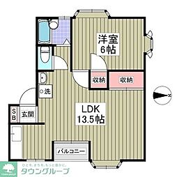 ルビーヒルズC棟 1Kの間取図画像