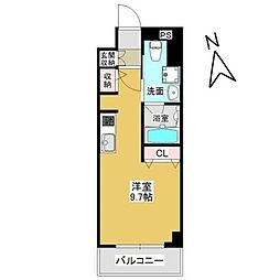 メルヴェーユ東八番丁 ワンルームの間取図画像