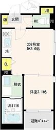 ハーモニーテラス古城 1DKの間取図画像