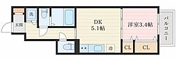 仙台市太白区長町南1丁目アパート 1DKの間取図画像