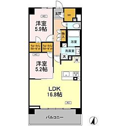 ロイヤルパークス仙台青葉通 2LDKの間取図画像