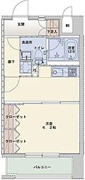 ヴィアーレ八幡三丁目 1DKの間取図画像