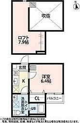 シエルクス 1Kの間取図画像