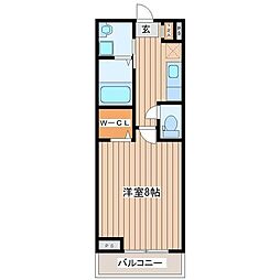 ウルス花京院B 1Kの間取図画像