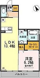 D-room泉中央 1LDKの間取図画像