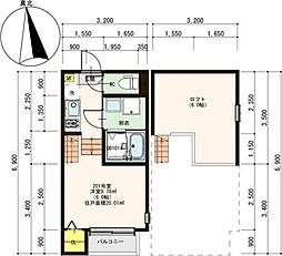 アンバーコート原町 1Kの間取図画像