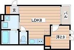 プルミエールJINNO 1LDKの間取図画像