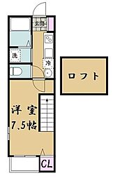 イーストポート2 1Kの間取図画像