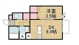 コンフォール萩野町1 1DKの間取図画像