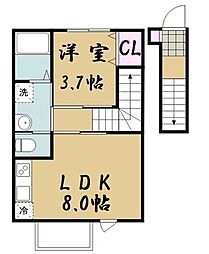 コンフォール萩野町1 1LDKの間取図画像