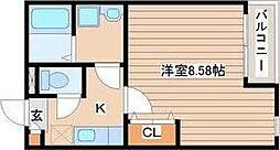 クレフラスト福祉大前2A 1Kの間取図画像