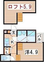カーサフィオーレW 1Kの間取図画像