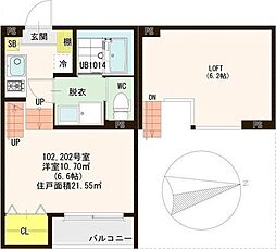 ハーモニーテラス岩切5 1Kの間取図画像
